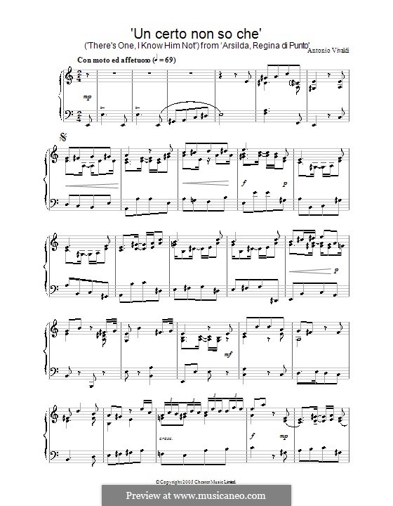 Un certo non so che: Für Klavier by Antonio Vivaldi