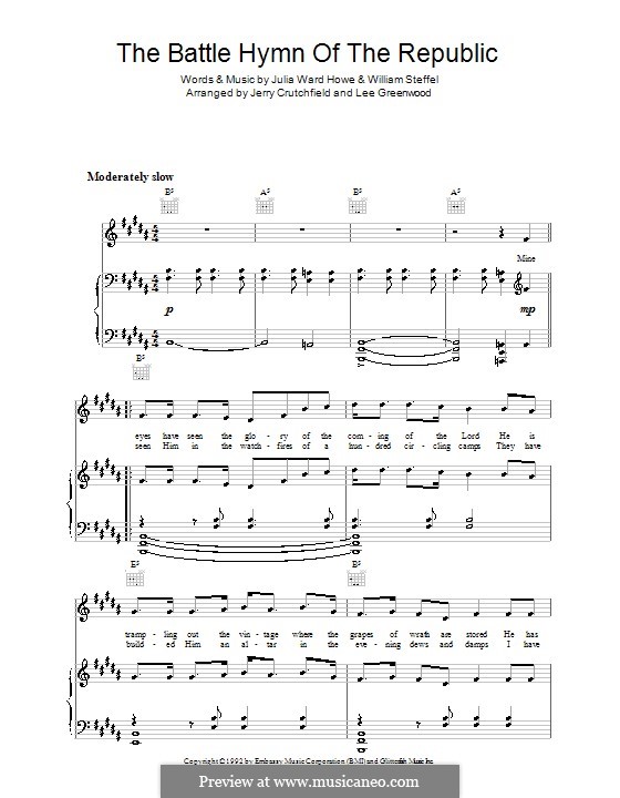 Battle Hymn of the Republic: Für Stimme und Klavier (oder Gitarre) by William Steffe