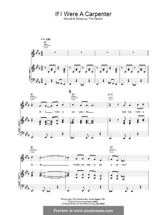If I Were a Carpenter: Für Stimme und Klavier (oder Gitarre) by Tim Hardin