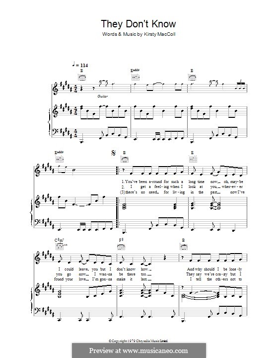 They Don't Know: Für Stimme und Klavier (oder Gitarre) by Kirsty MacColl