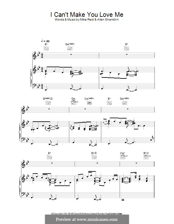 I Can't Make You Love Me (Bonnie Raitt): Für Stimme und Klavier oder Gitarre (Noten von hohem Qualität) by Allen Shamblin, Mike Reid