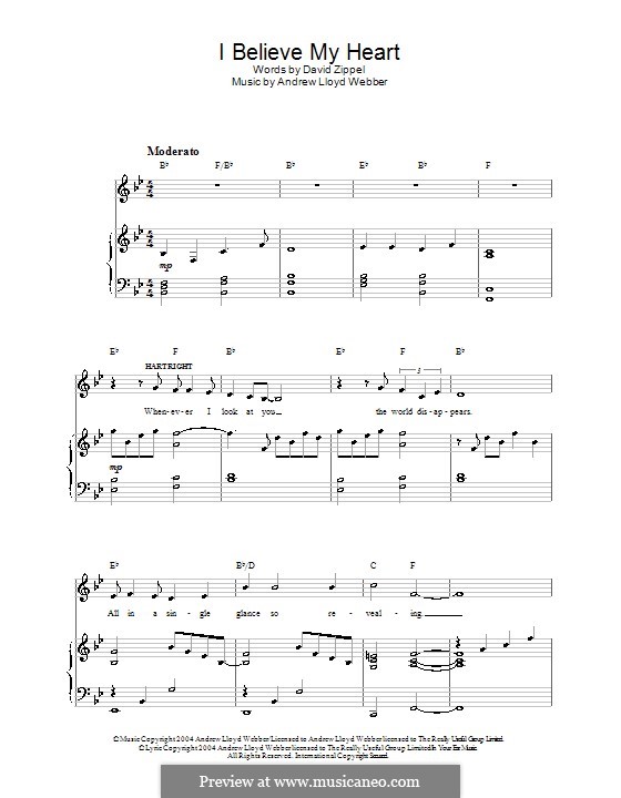 I Believe My Heart: Für Stimme und Klavier (oder Gitarre) by Andrew Lloyd Webber