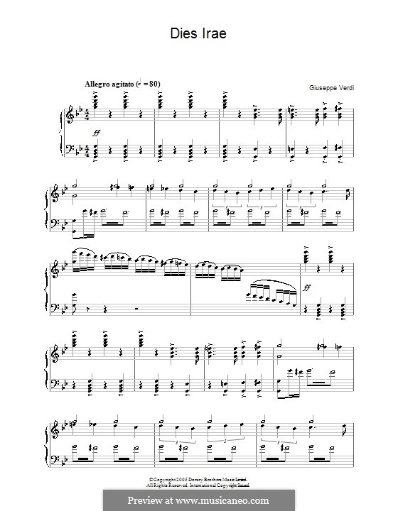 Messa da Requiem: No.2 Dies iræ, for piano by Giuseppe Verdi