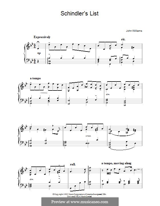Theme from Schindler's List: Für Klavier by John Williams
