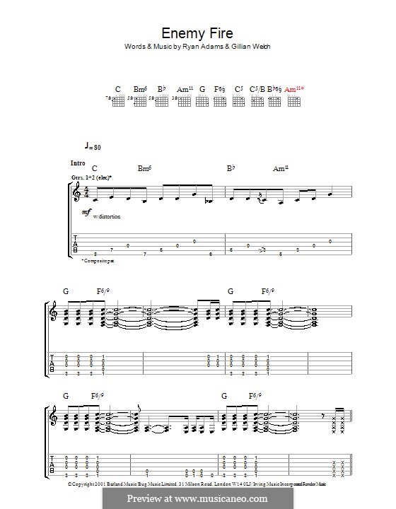 Enemy Fire: Für Gitarre mit Tab by Gillian Welch