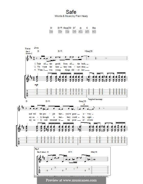 Safe (Travis): Für Gitarre mit Tabulatur by Fran Healy