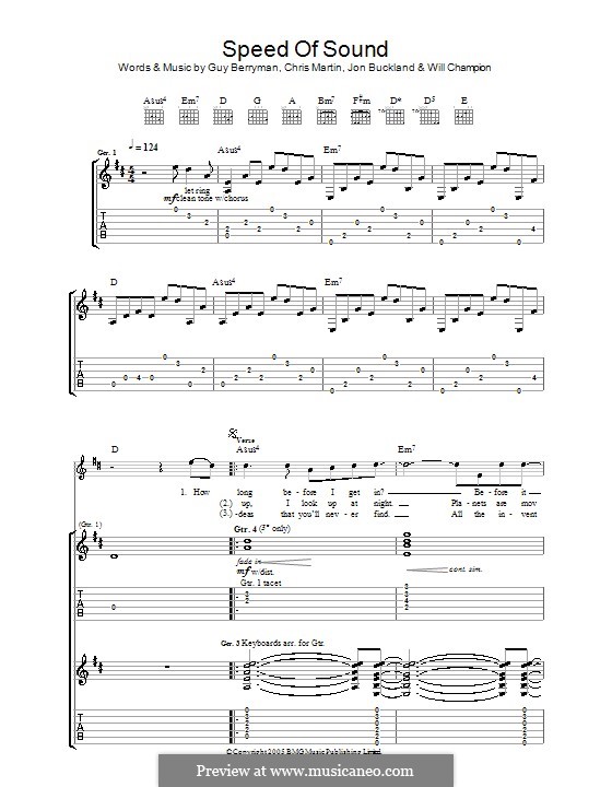 Speed of Sound (Coldplay): Für Gitarre mit Tabulatur by Chris Martin, Guy Berryman, Jonny Buckland, Will Champion