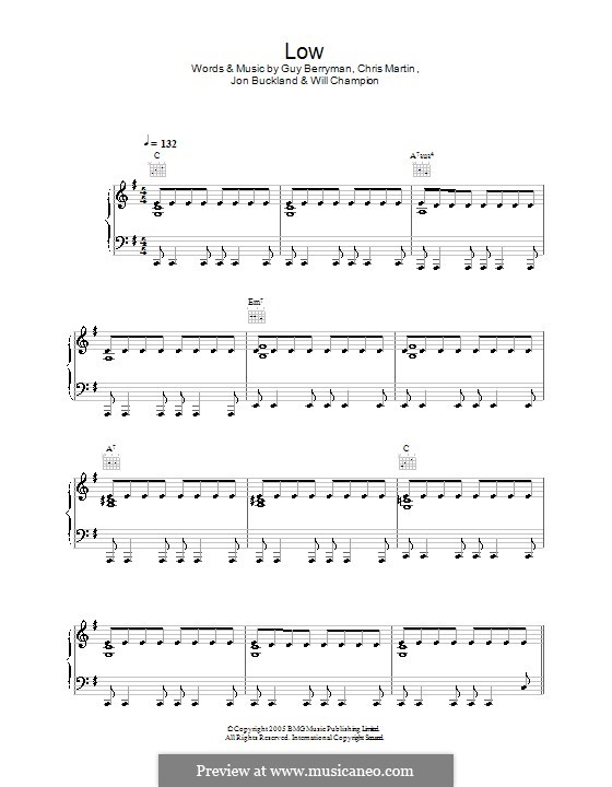 Low (Coldplay): Für Stimme und Klavier (oder Gitarre) by Chris Martin, Guy Berryman, Jonny Buckland, Will Champion