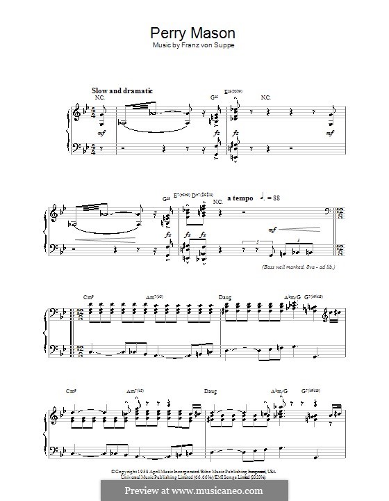 Theme from Perry Mason: Für Klavier by Franz von Suppé