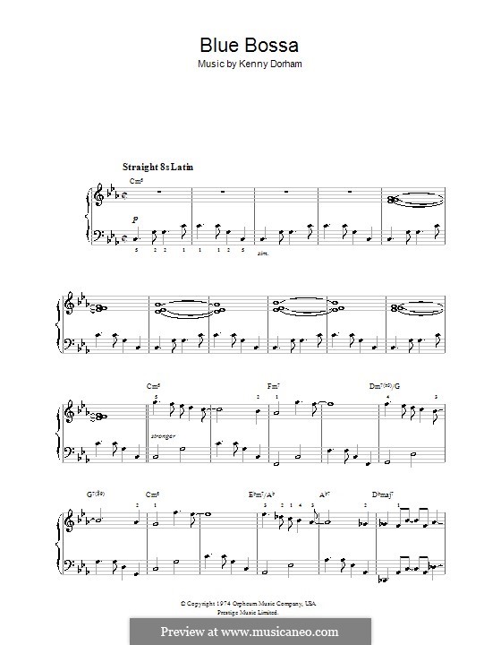 Blue Bossa: Für Klavier, leicht by Kenny Dorham