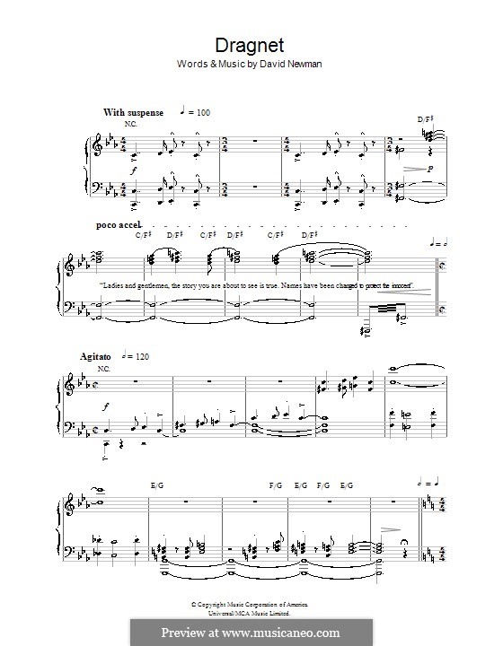 Dragnet: Für Klavier by David Newman