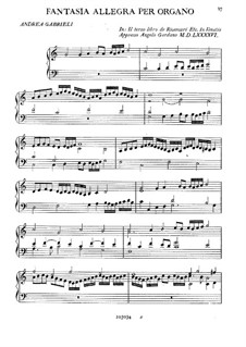 Fantasia Allegra for Organ: Fantasia Allegra for Organ by Andrea Gabrieli