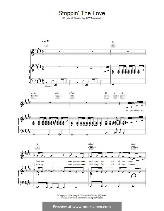 Stoppin' the Love: Für Stimme und Klavier (oder Gitarre) by KT Tunstall, Thomas Danvers