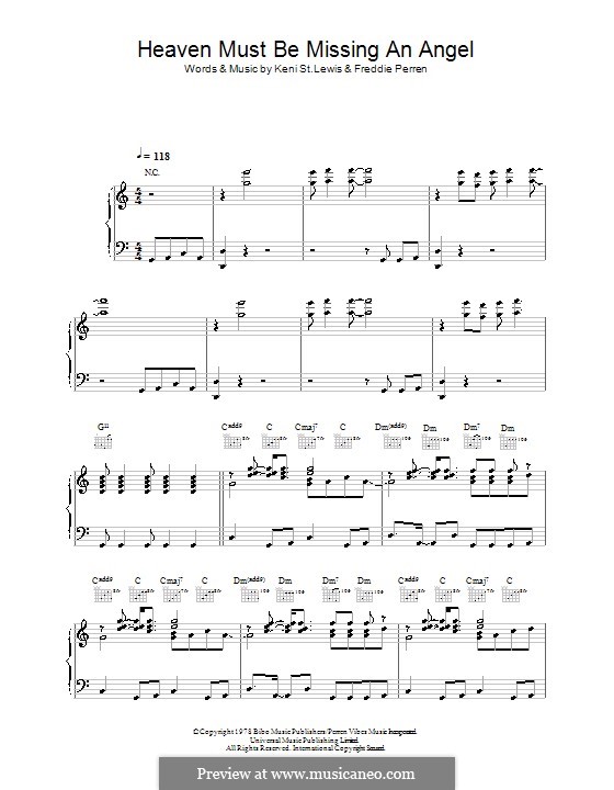 Heaven Must Be Missing an Angel (Tavares): Für Stimme und Klavier (oder Gitarre) by Freddie Perren, Keni St. Lewis
