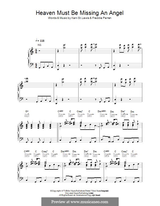 Heaven Must Be Missing an Angel (Tavares): Für Stimme und Klavier (oder Gitarre) by Freddie Perren, Keni St. Lewis