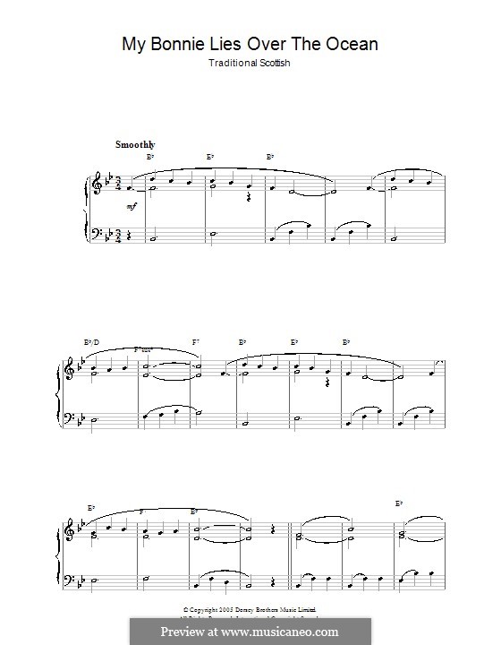My Bonnie is over the Ocean: Für Klavier by folklore