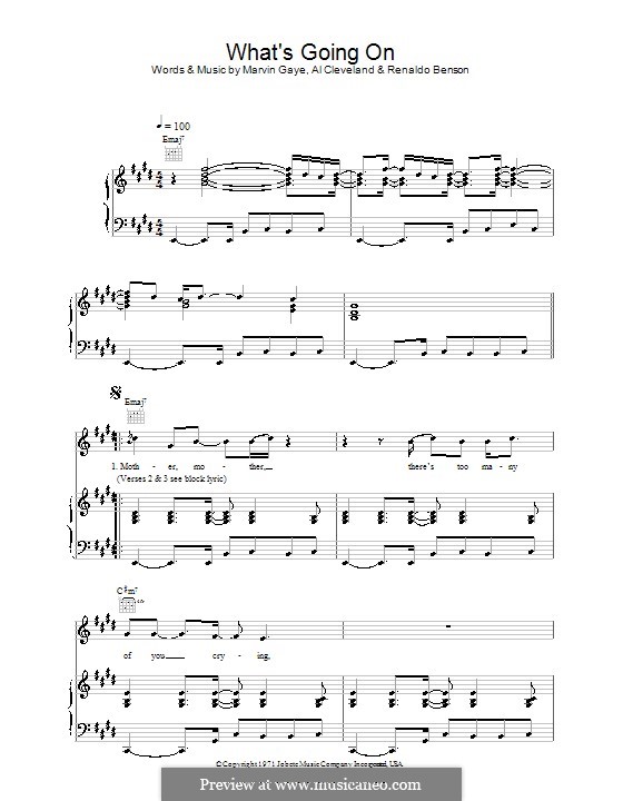 What's Going on: Für Stimme und Klavier (oder Gitarre) by Al Cleveland, Marvin P. Gaye, Renaldo Benson