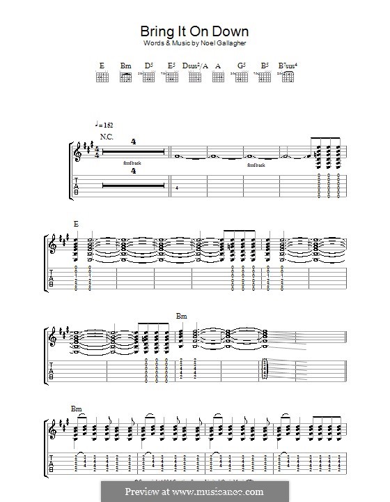 Bring it on Down (Oasis): Für Gitarre mit Tabulatur by Noel Gallagher