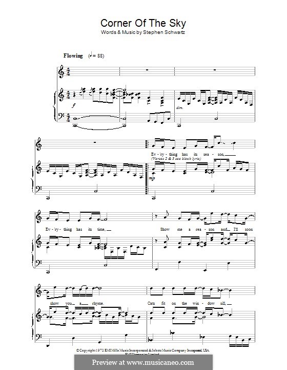Corner of the Sky (from Pippin): Für Stimme und Klavier by Stephen Schwartz