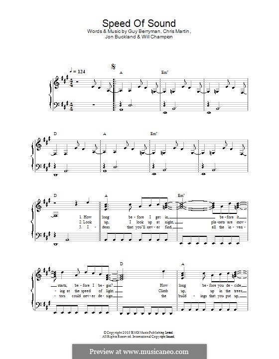 Speed of Sound (Coldplay): Für Klavier, leicht by Chris Martin, Guy Berryman, Jonny Buckland, Will Champion