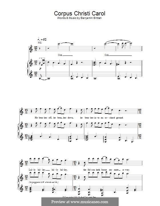 Corpus Christi Caro (The Choirboys): Für Stimme und Klavier (oder Gitarre) by Benjamin Britten