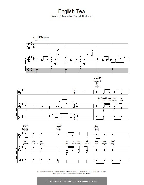 English Tea: Für Stimme und Klavier (oder Gitarre) by Paul McCartney