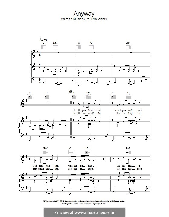 Anyway: Für Stimme und Klavier (oder Gitarre) by Paul McCartney