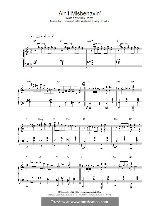 Ain't Misbehavin': Für Klavier by Fats Waller, Harry Brooks