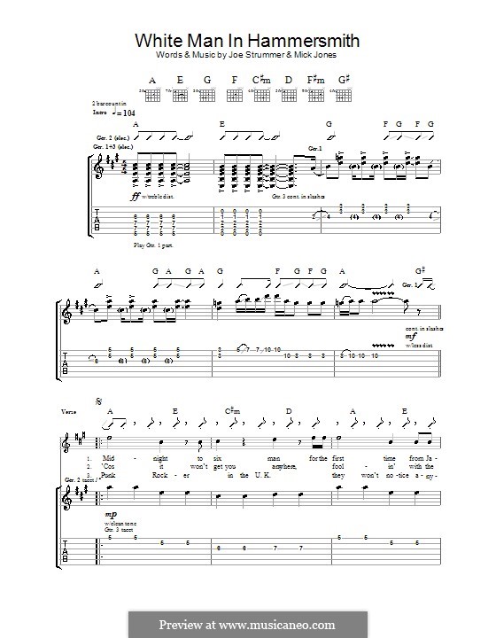 White Man in Hammersmith Palais (The Clash): Für Gitarre mit Tabulatur by Joe Strummer, Mick Jones