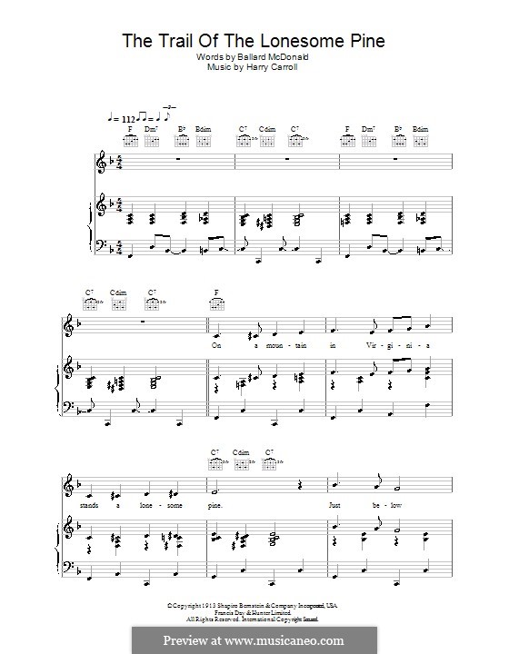 The Trail of the Lonesome Pine (Laurel and Hardy): Für Stimme und Klavier (oder Gitarre) by Harry Carroll