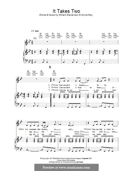 It Takes Two (Marvin Gaye & Kim Weston): Für Stimme und Klavier (oder Gitarre) by Sylvia Moy, William Stevenson