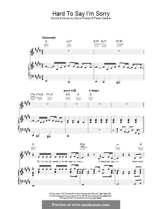 Hard to Say I'm Sorry (Chicago): Für Stimme und Klavier (oder Gitarre) by David Foster, Peter Cetera