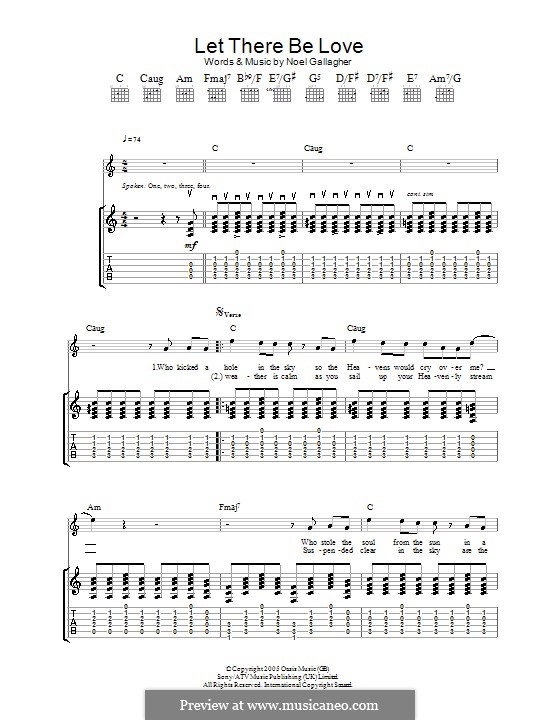 Let There Be Love (Oasis): Für Gitarre mit Tabulatur by Noel Gallagher