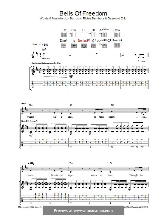 Bells of Freedom (Bon Jovi): Für Gitarre mit Tabulatur by Desmond Child, Jon Bon Jovi, Richie Sambora