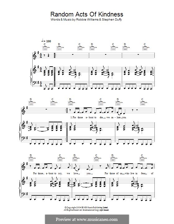 Random Acts of Kindness: Für Stimme und Klavier (oder Gitarre) by Stephen Duffy