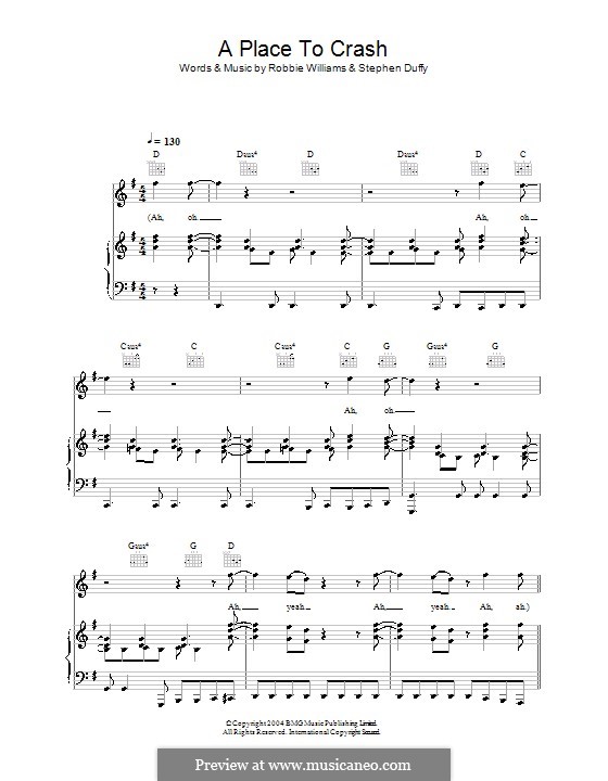 A Place to Crash: Für Stimme und Klavier (oder Gitarre) by Stephen Duffy
