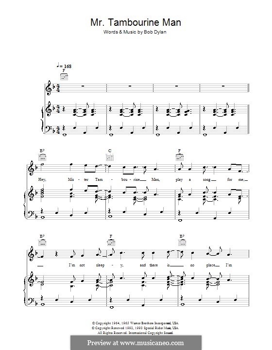 Mr Tambourine Man Von B Dylan Noten Auf Musicaneo Mr Tambourine Man Von B Dylan Noten Auf Musicaneo