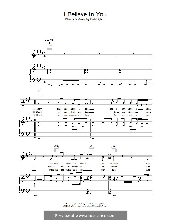 I Believe in You: Für Stimme und Klavier (oder Gitarre) by Bob Dylan