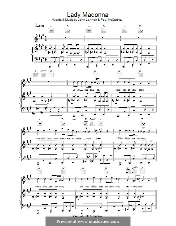 Lady Madonna (The Beatles) von J. Lennon, P. McCartney auf MusicaNeo