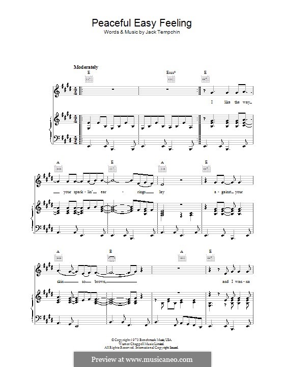 Peaceful Easy Feeling (The Eagles): Für Stimme und Klavier (oder Gitarre) by Jack Tempchin