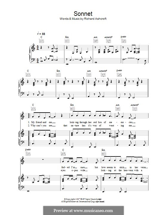 Sonnet (The Verve): Für Stimme und Klavier (oder Gitarre) by Richard Ashcroft