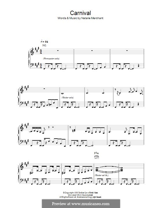 Carnival: Für Stimme und Klavier (oder Gitarre) by Natalie Merchant