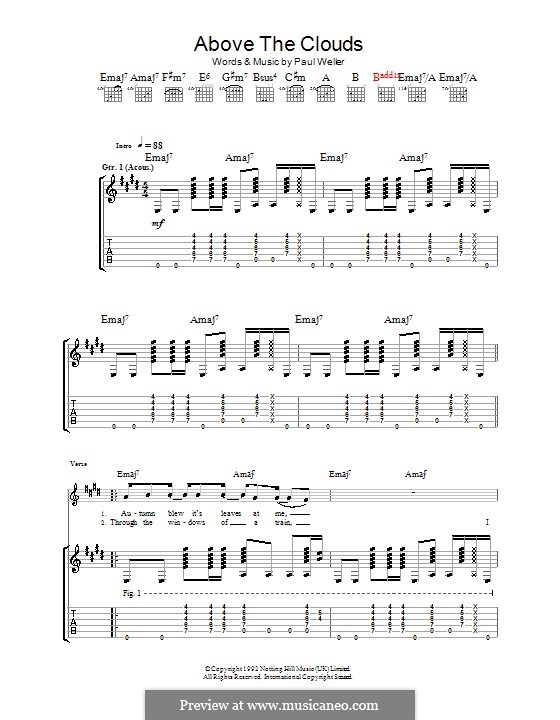 Above the Clouds: Für Gitarre mit Tabulatur by Paul Weller
