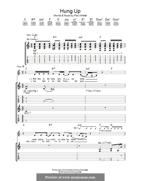 Hung Up: Für Gitarre mit Tabulatur by Paul Weller