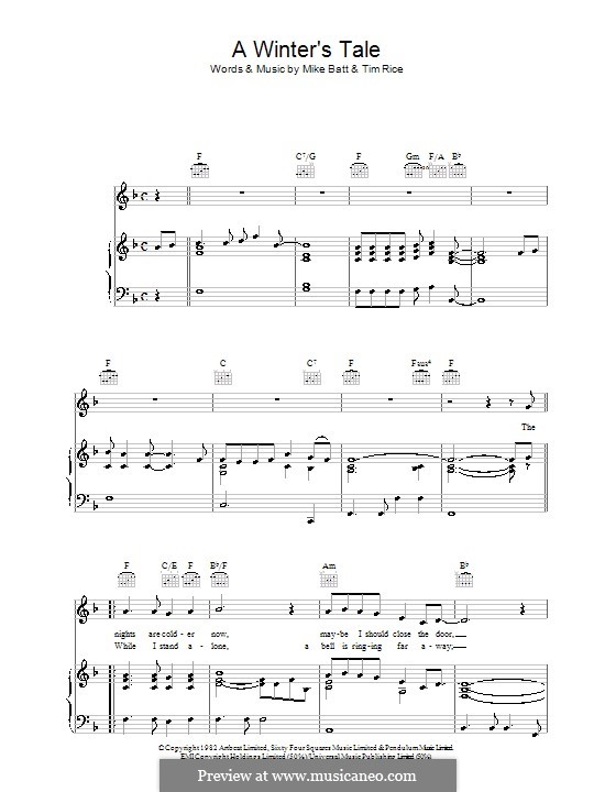 A Winter's Tale (David Essex): Für Stimme und Klavier (oder Gitarre) by Mike Batt