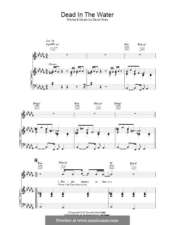 Dead in the Water: Für Stimme und Klavier (oder Gitarre) by David Gray