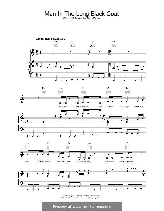 Man in the Long Black Coat: Für Stimme und Klavier (oder Gitarre) by Bob Dylan