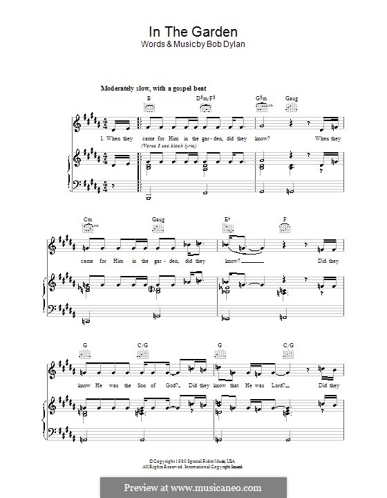 In the Garden: Für Stimme und Klavier (oder Gitarre) by Bob Dylan