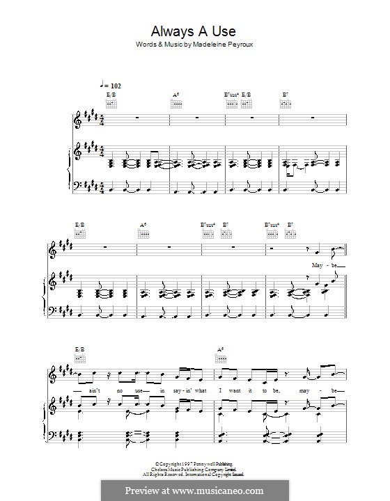 Always a Use: Für Stimme und Klavier (oder Gitarre) by Madeleine Peyroux