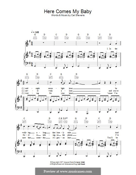 Here Comes My Baby: Für Stimme und Klavier (oder Gitarre) by Cat Stevens